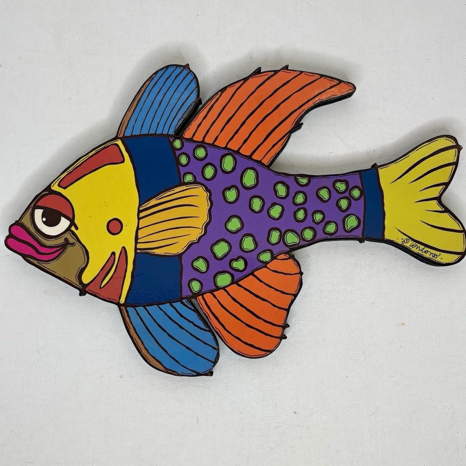Londono Art Studio Signed Tropical Fish Wood Wall Hanging Colorful Coastal 12” Londono Art Studio Signed Tropical Fish Wood Wall Hanging Colorful Coastal 12”