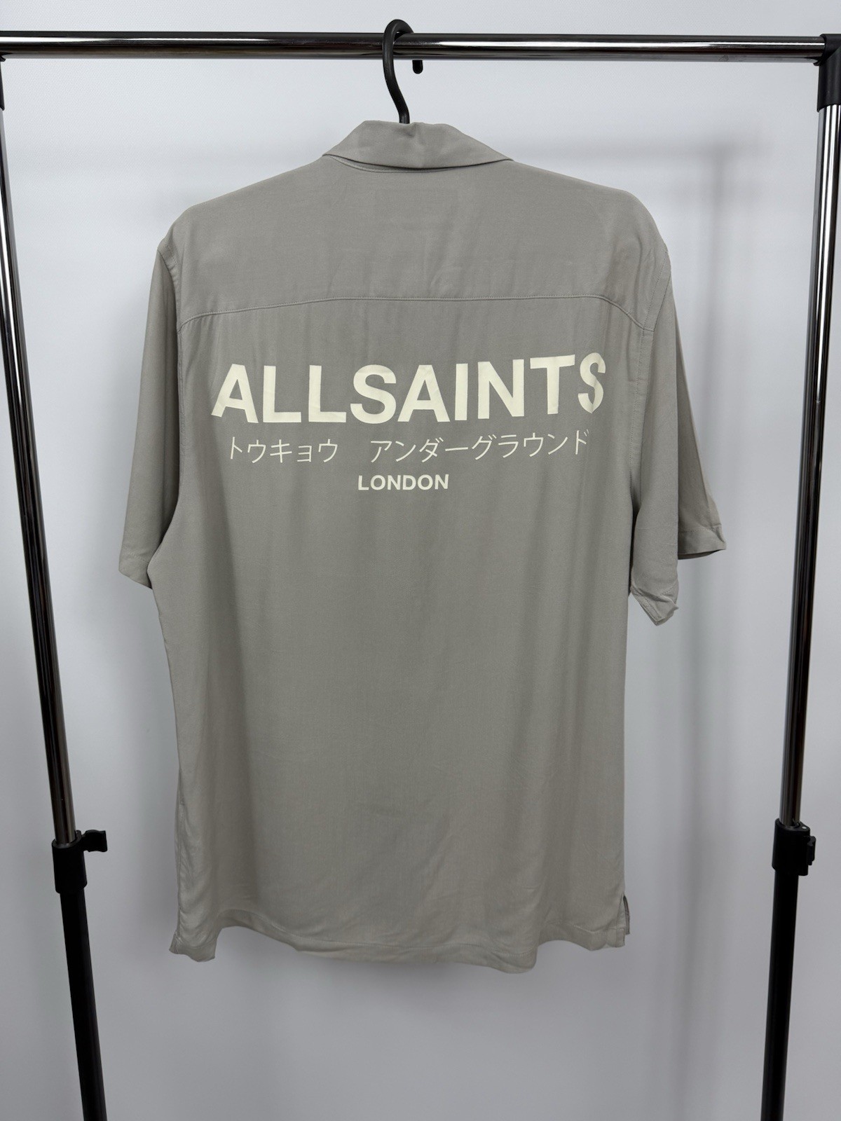 Allsaints London Hawaiian Shirt Big Logo Oversize Small Size Short Sleeve