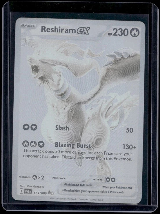 2025 Pokemon Reshiram ex 173/086 – Black White Rare – White Flare Chase – Fire