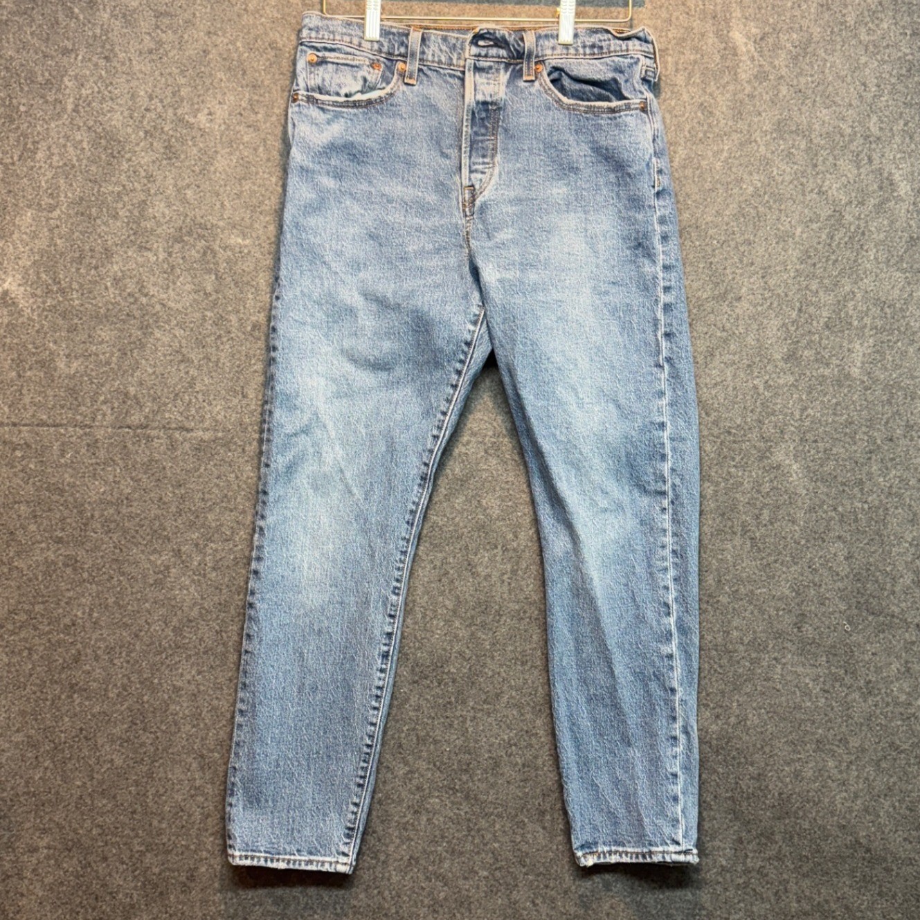Levis Premium Wedgie Straight Jeans Womens 31 Blue Denim High Rise Button Fly