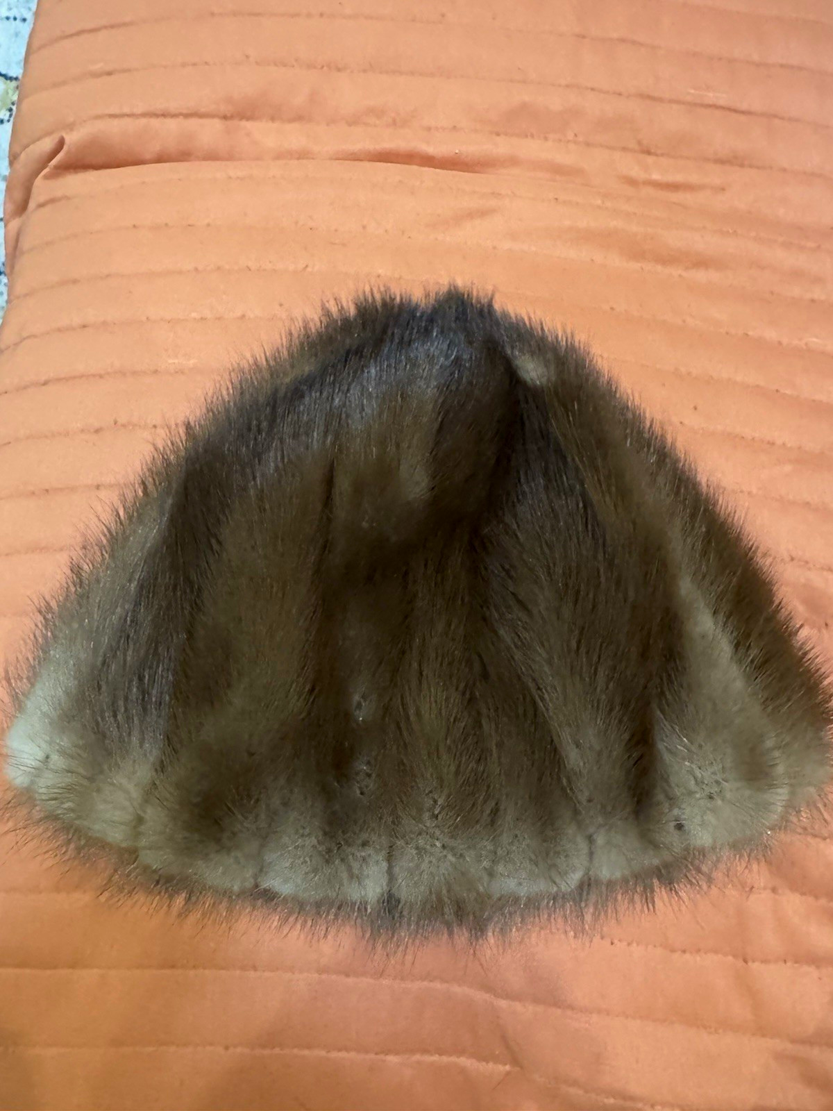 Vintage Real Fur Hat Mink? Brown Taupe Pillbox Cloche Satin Lined 1950s 60s
