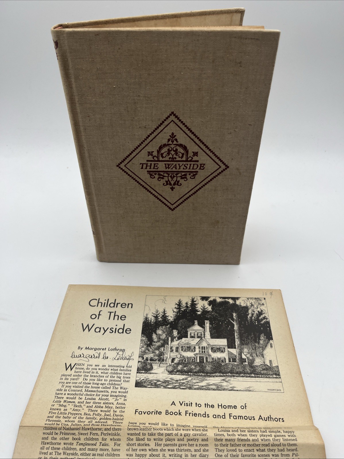 The Wayside Home of Authors Margaret M Lothrop 1940 1st HC Signed + Article The Wayside Home of Authors Margaret M Lothrop 1940 1st HC Signed + Article