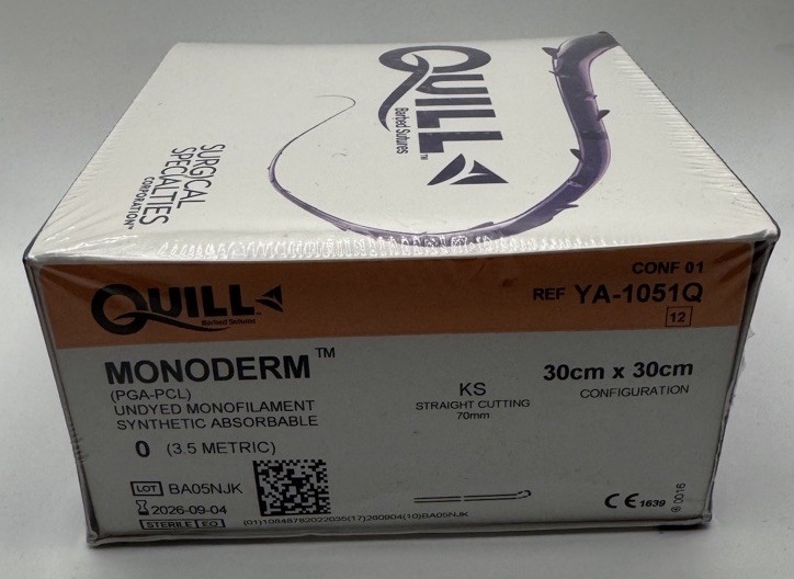 Quill Barbed Suture Corza Medical YA-1051Q Monoderm Size 0 KS Needle 30cmx30cm