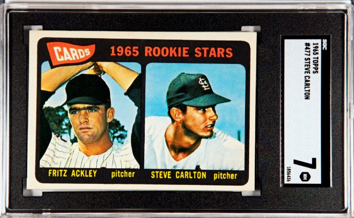 Topps 1965 Topps #477 Steve Carlton/Fritz Ackley Rookie Stars SGC 7 Topps 1965 Topps #477 Steve Carlton/Fritz Ackley Rookie Stars SGC 7