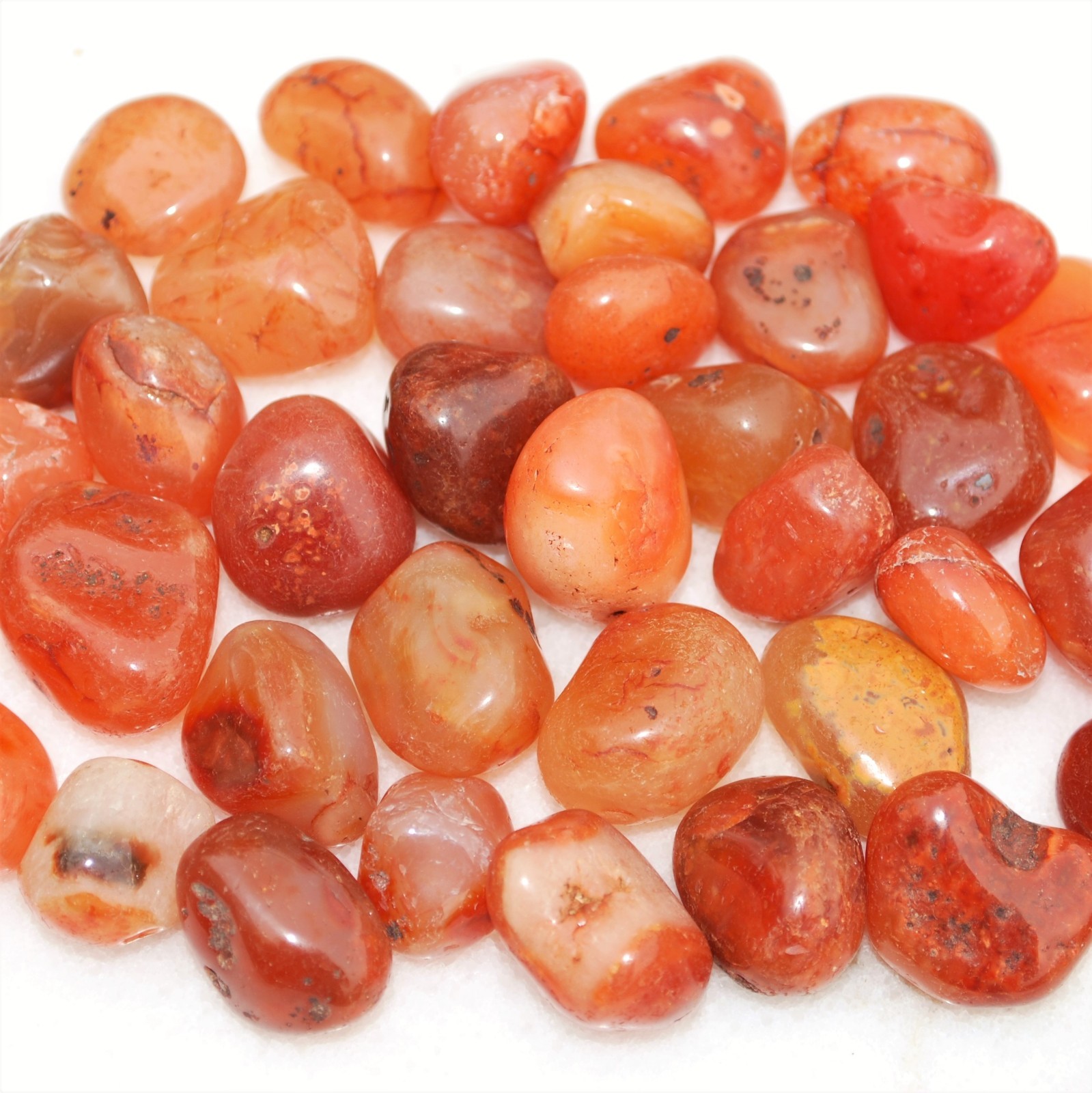 Brazilian Carnelian Agate Tumble Polished Gemstones  EMPOWER 1/3 LB ~21 Pieces