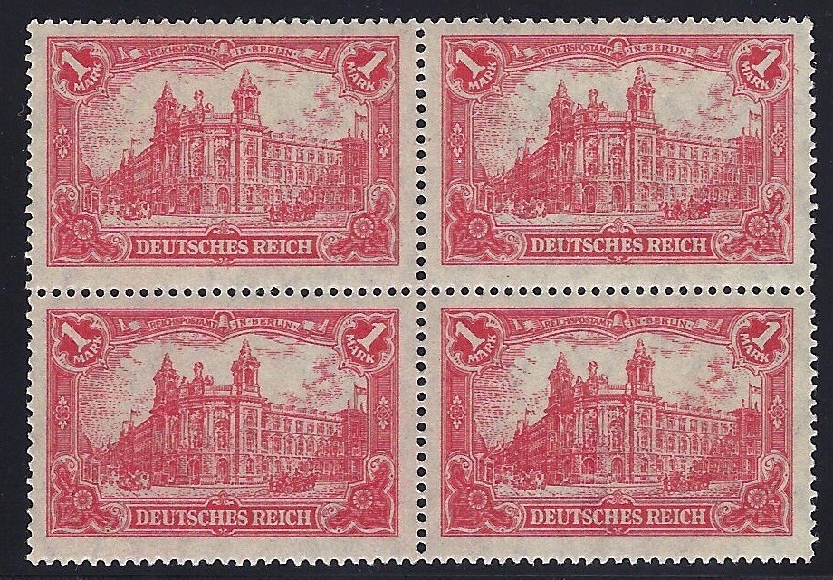 Germany, 1920, 1m red, block of 4, mint, never hinged Germany, 1920, 1m red, block of 4, mint, never hinged