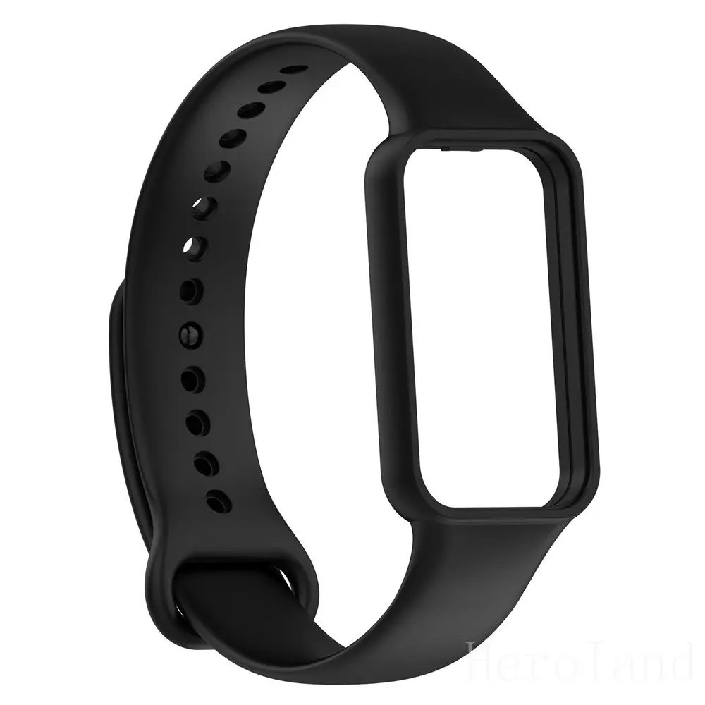 Silicone Replacement Watch Band for Amazfit Band 7 Sport Wrist Strap with Metal 