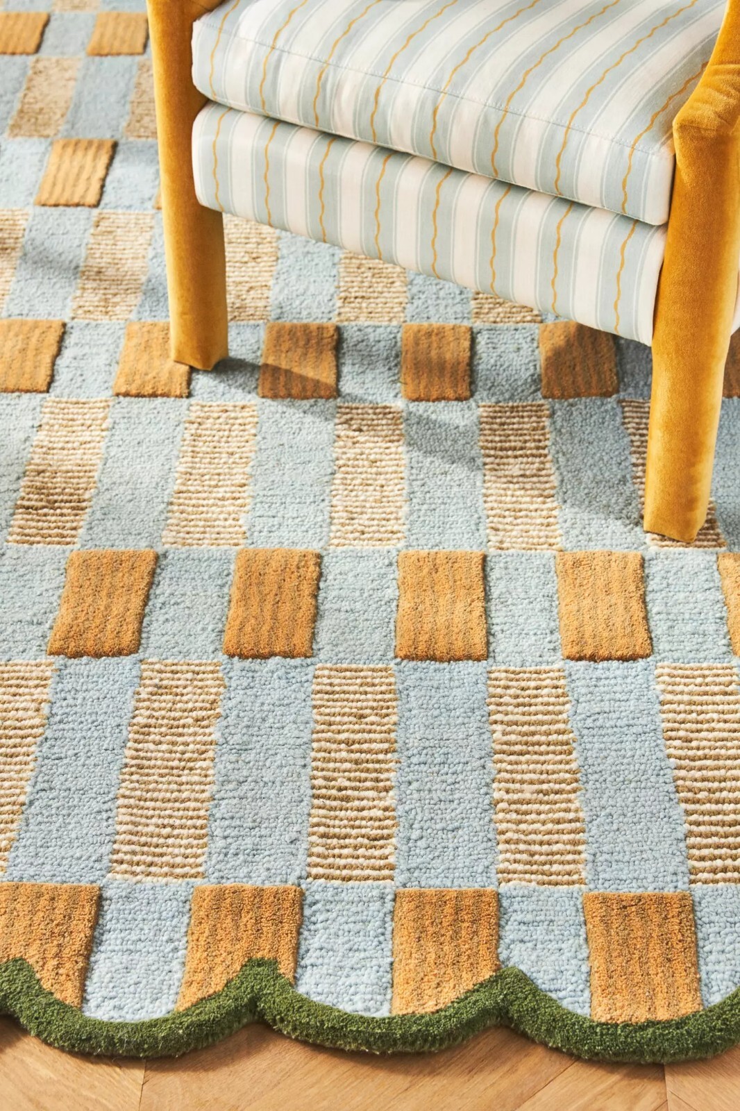 Hand-Tufted Wool Area Rug Soft Plaid Checkerboard Green Border Modern Decor Hand-Tufted Wool Area Rug Soft Plaid Checkerboard Green Border Modern Decor