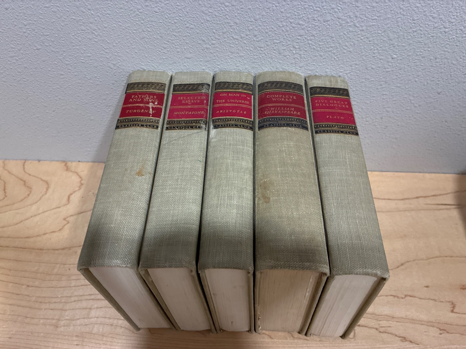 Aristotle, Shakespeare, Montaigne, Plato, Turgene 1942/43 Classics Club HC qty 5