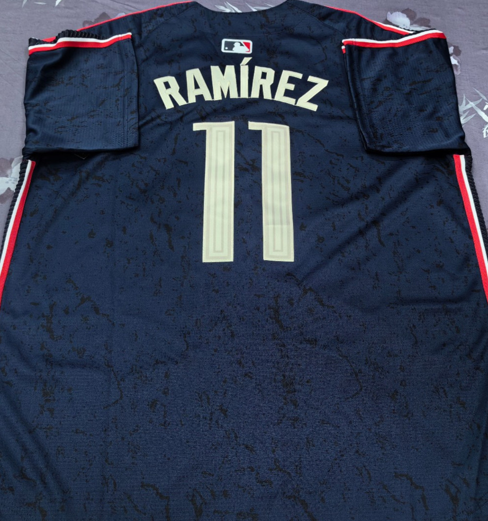 José Ramírez #11 CLE City Navy Cool Base Sewn Stitched Jersey.