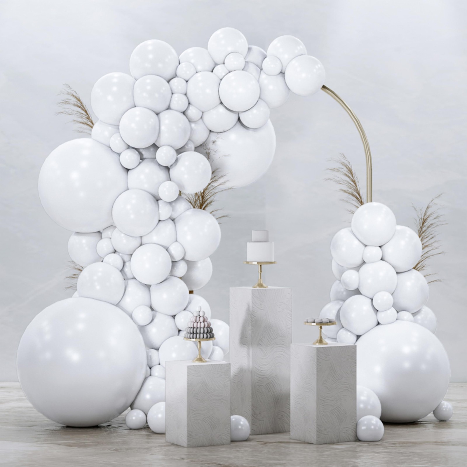 PartyWoo White Balloons 99pcs Matte White Latex Balloons Different Sizes PartyWoo White Balloons 99pcs Matte White Latex Balloons Different Sizes