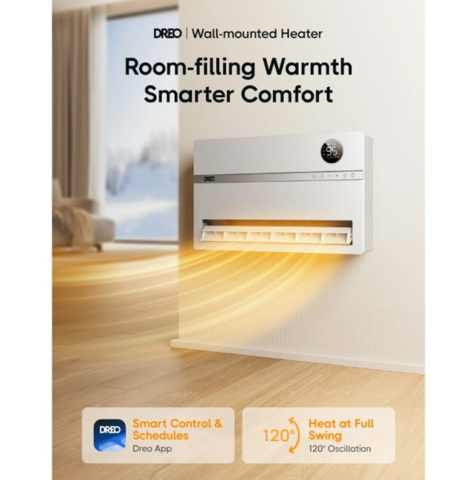 Dreo WDR-HSH009S 1500W Smart Wall Heater for Indoor, White