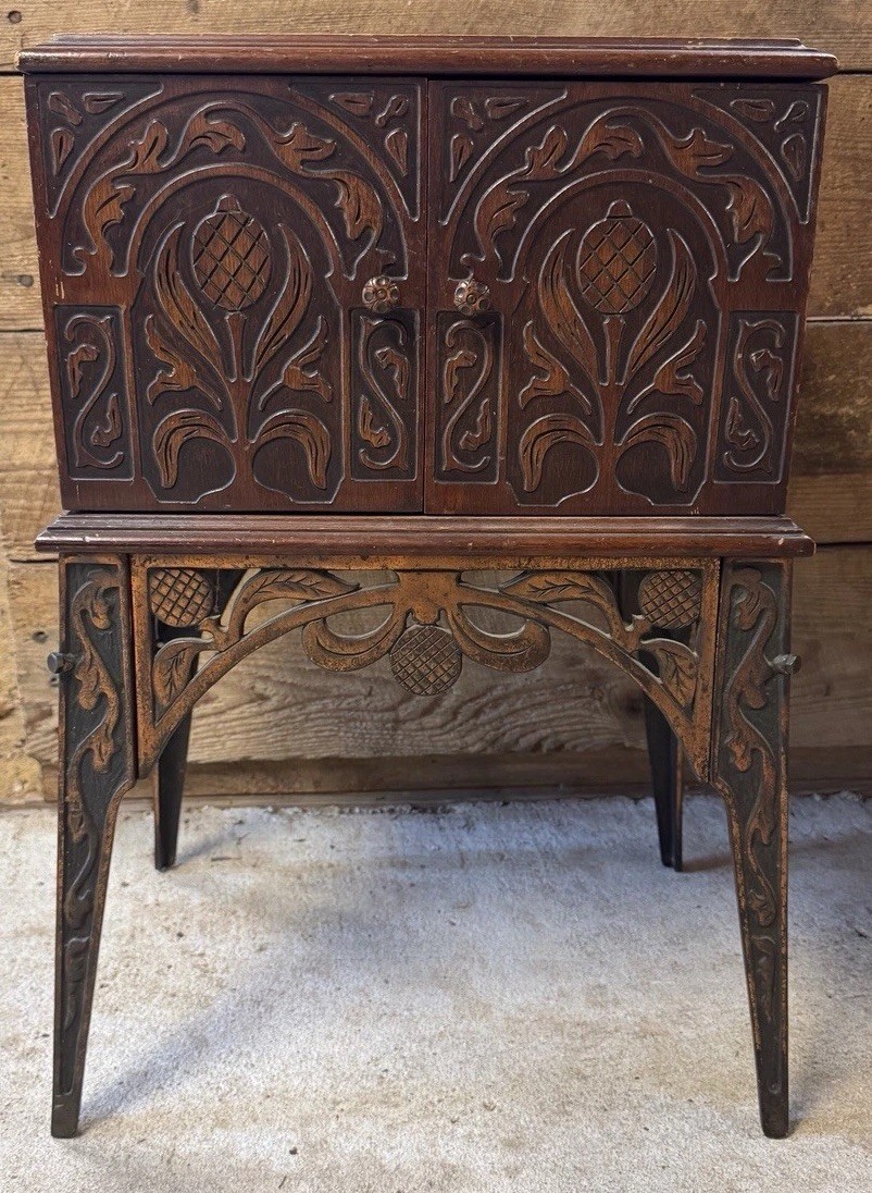 Rare - Vintage 1930s Art Deco Smoker Cabinet. Beautiful Piece Cast Iron Base.