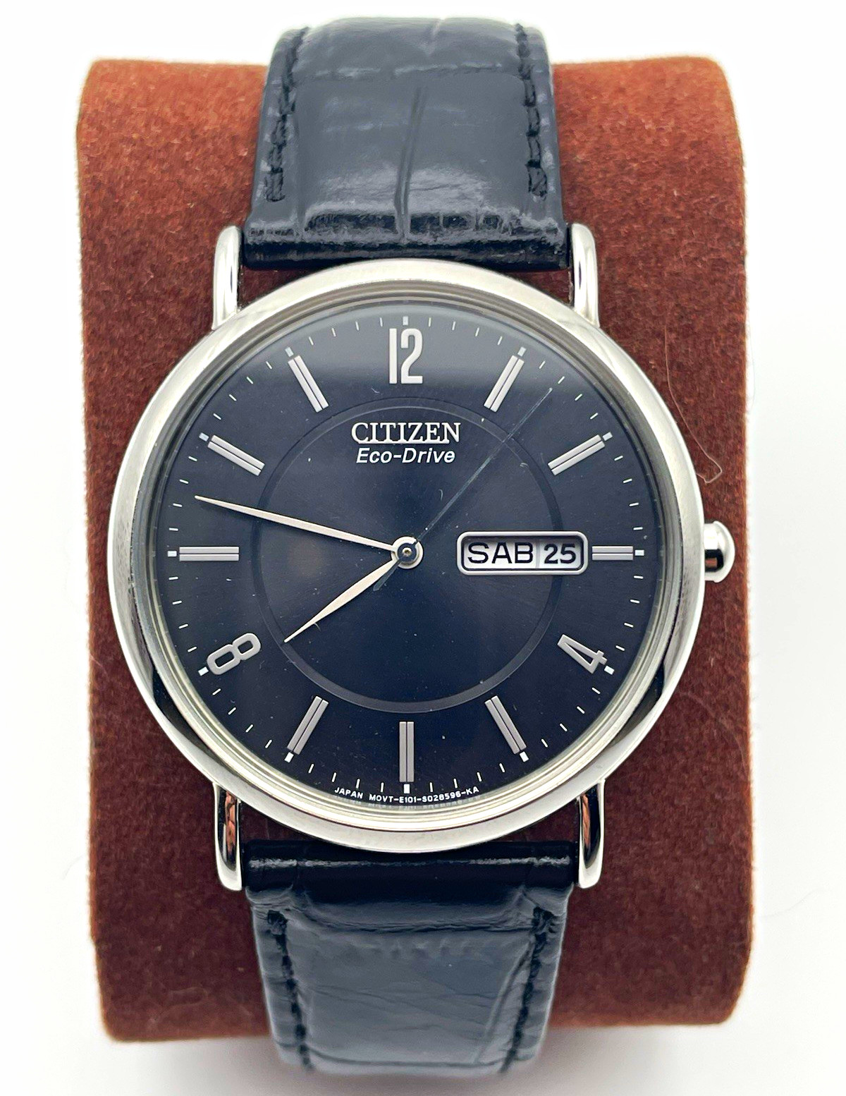 Citizen Eco-Drive Men\'s Dual Language Day/Date Black Dial Silver Case Citizen Eco-Drive Men\'s Dual Language Day/Date Black Dial Silver Case