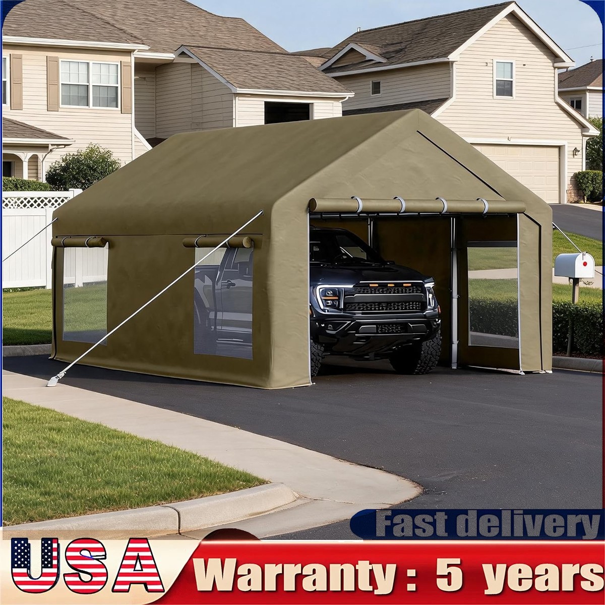 12x20 FT Car Shelter Carport Canopy Garage Party Shed Tent Heavy Duty Outdoor