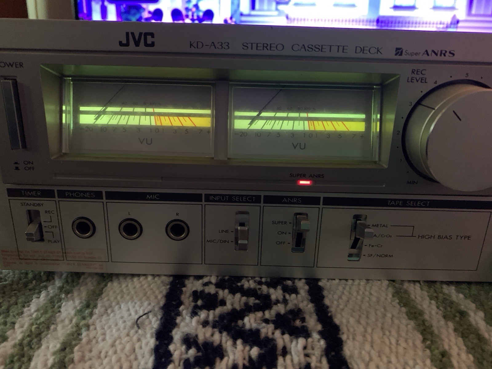 Vintage JVC KD-A33 Stereo Cassette Deck — For Parts or Repair - Powers ON