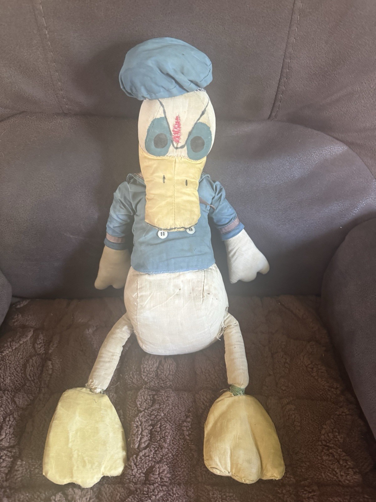 Antique 1935 Disney Richard G Krueger Long Bill Donald Duck Plush Velvet Doll