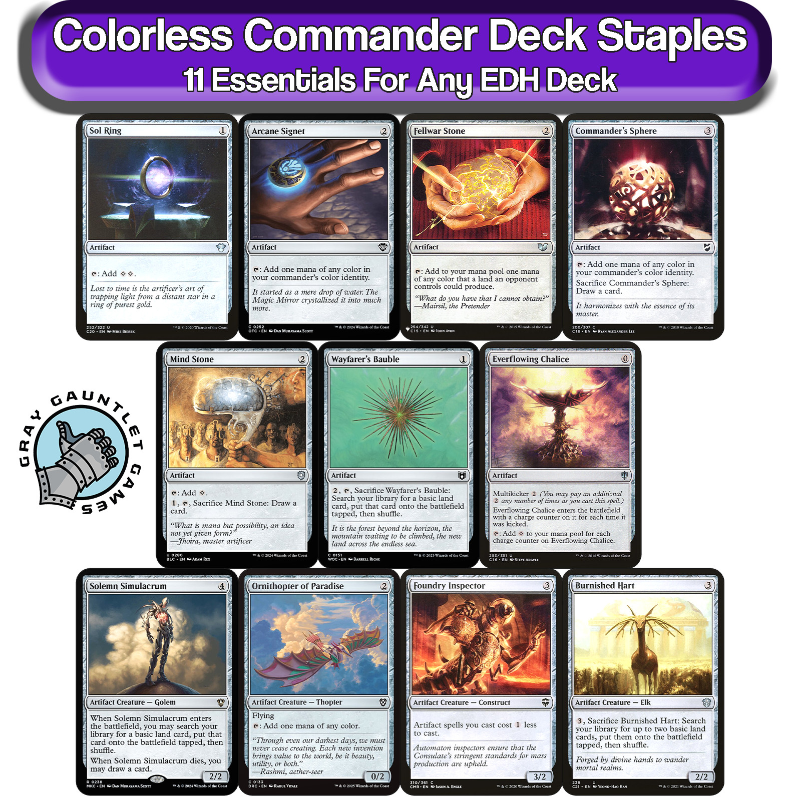 COLORLESS Commander Deck Staples Pack MTG Artifacts Bundle EDH Magic Draw Ramp [