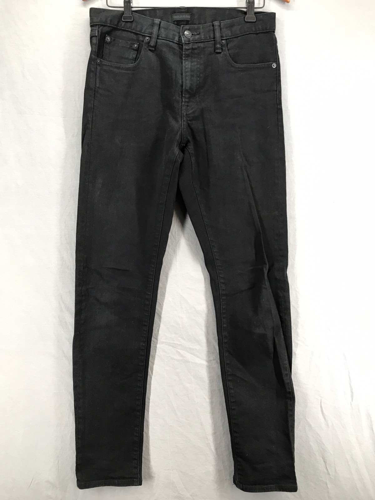 UNIQLO Selvedge Jeans Men 30x34 Black Slim Straight Mid Rise Stretch Denim