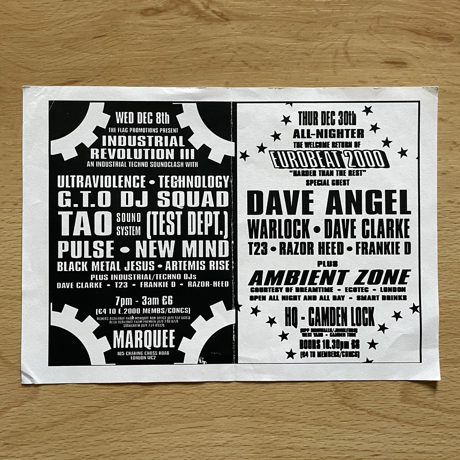 Industrial Revolution III/Eurobeat 2000 Rave Flyer 1994 London Hard Techno Gabba