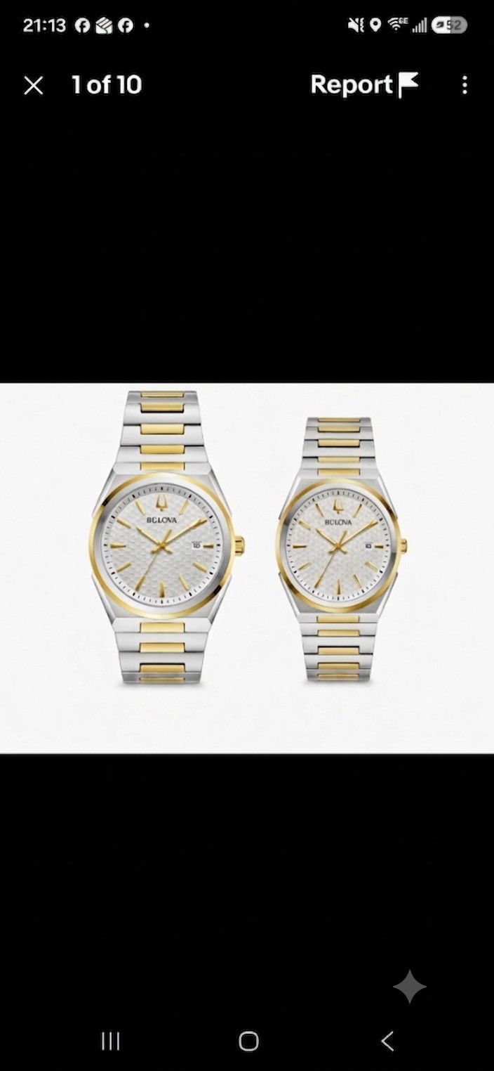 Bulova Couple  Watch Classic Two Tone Stainless Steel Quartz Her & His Matching