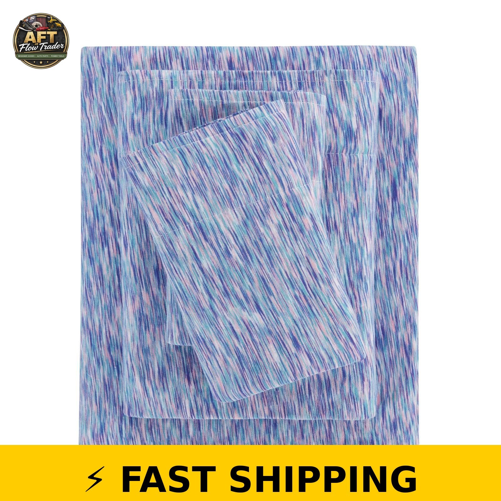 Mainstays 100% Cotton Jersey Bed Sheet Set, Full, Purple Crackle