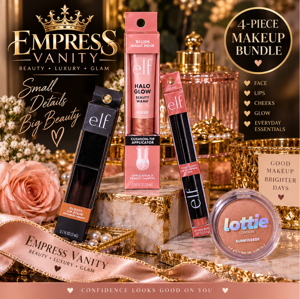 4-Piece e.l.f. + Lottie London Makeup Bundle – NEW Full Size