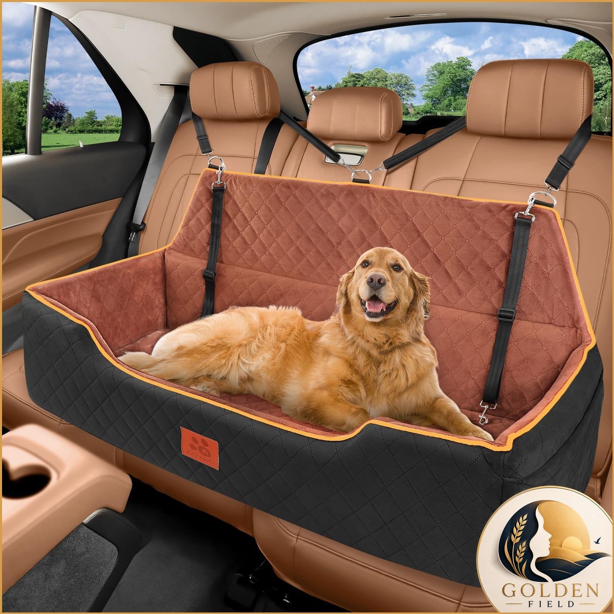 XIEEAOZEE XL Dog Car Seat for Pets Under 100 lbs, Backseat Car Bed