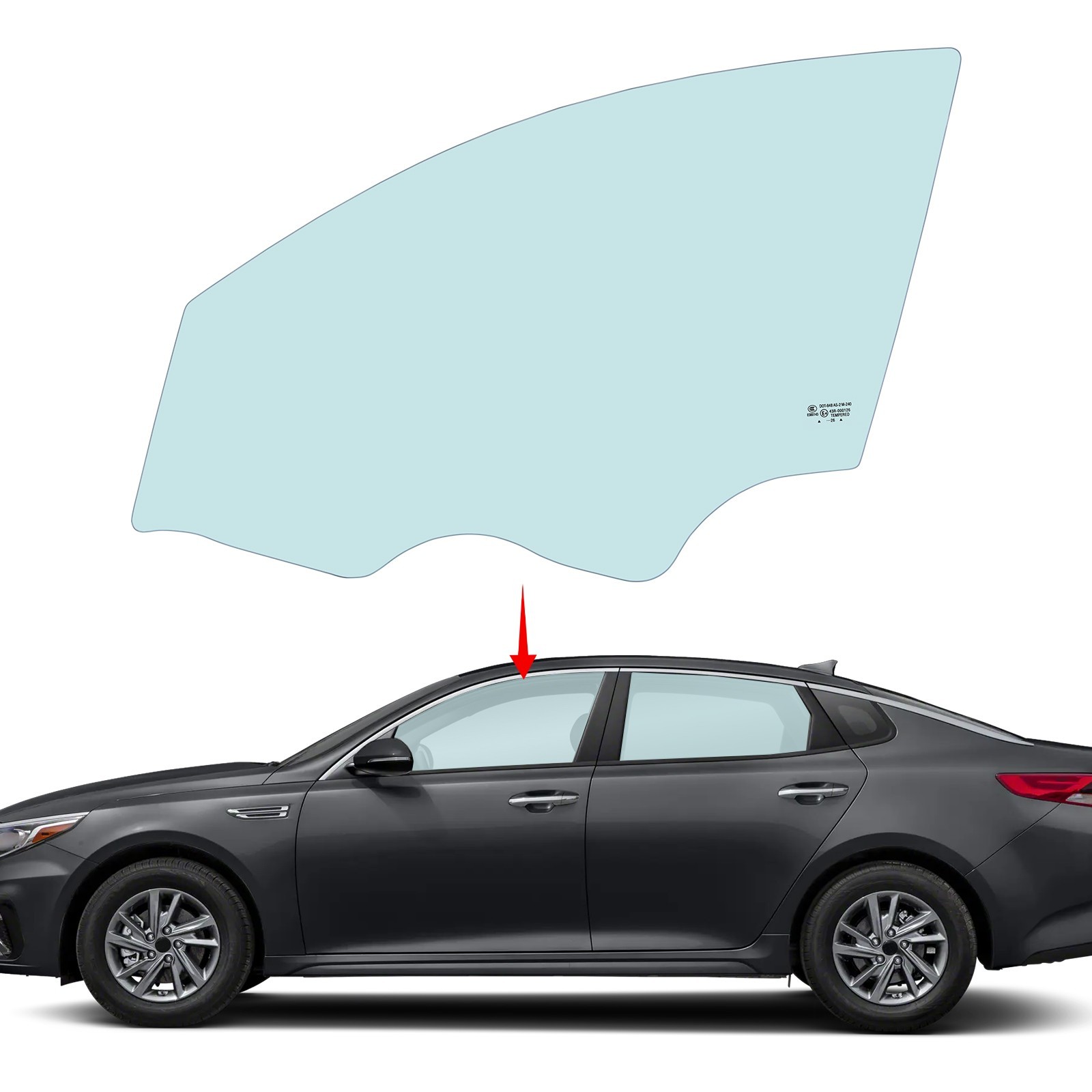 Fits 2016-2020 Kia Optima 4D Sedan Driver Side Front Door Window Glass Tempered