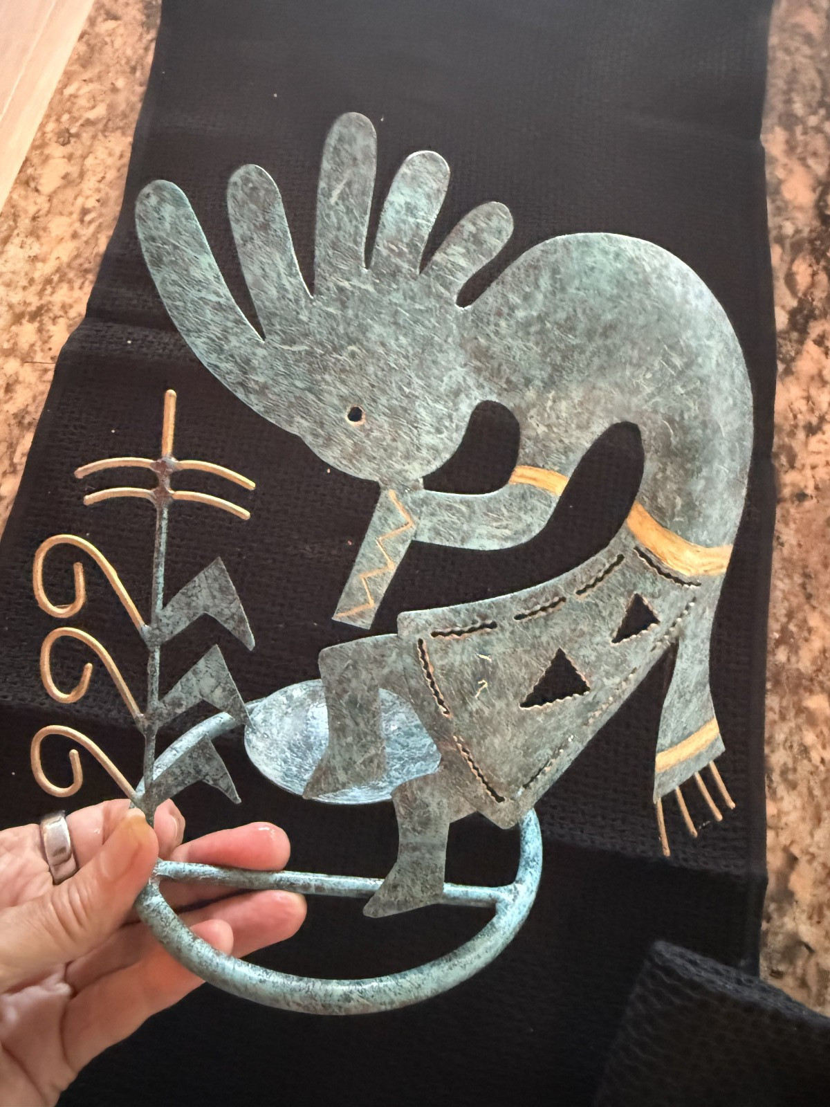 Vintage Southwestern Kokopelli-style Metal Candle Holder – Verdigris Turquoise & Vintage Southwestern Kokopelli-style Metal Candle Holder – Verdigris Turquoise &