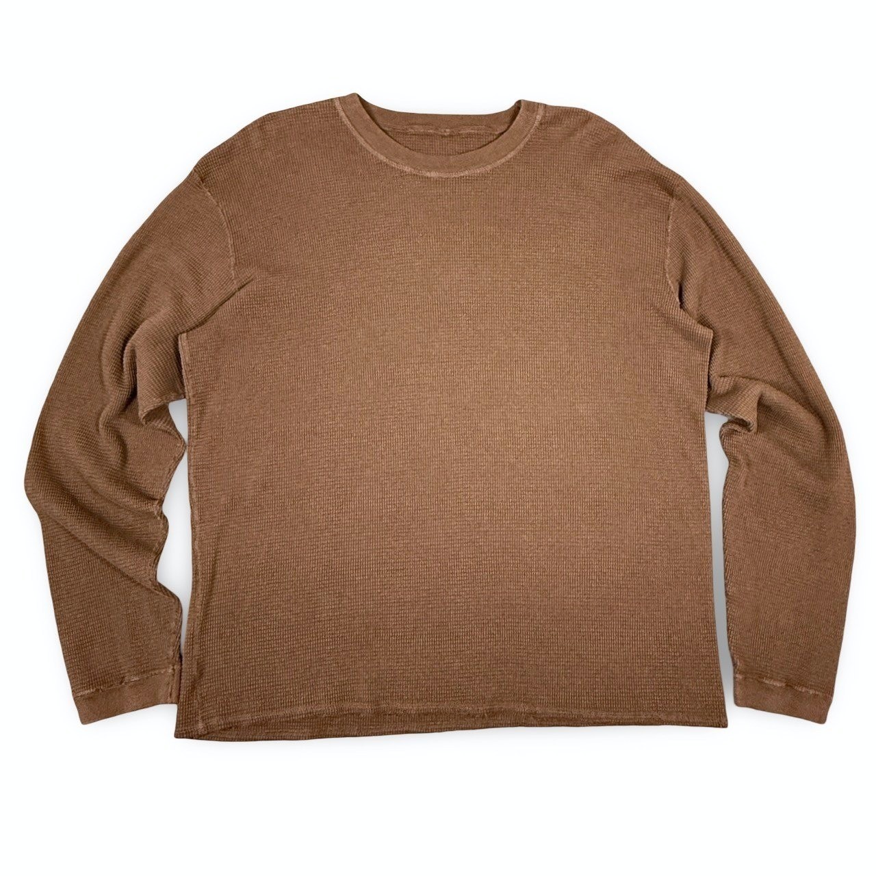 Akimbo Club Stonewashed Thermal Long Sleeve Coffee Men L Brown Waffle Gorpcore