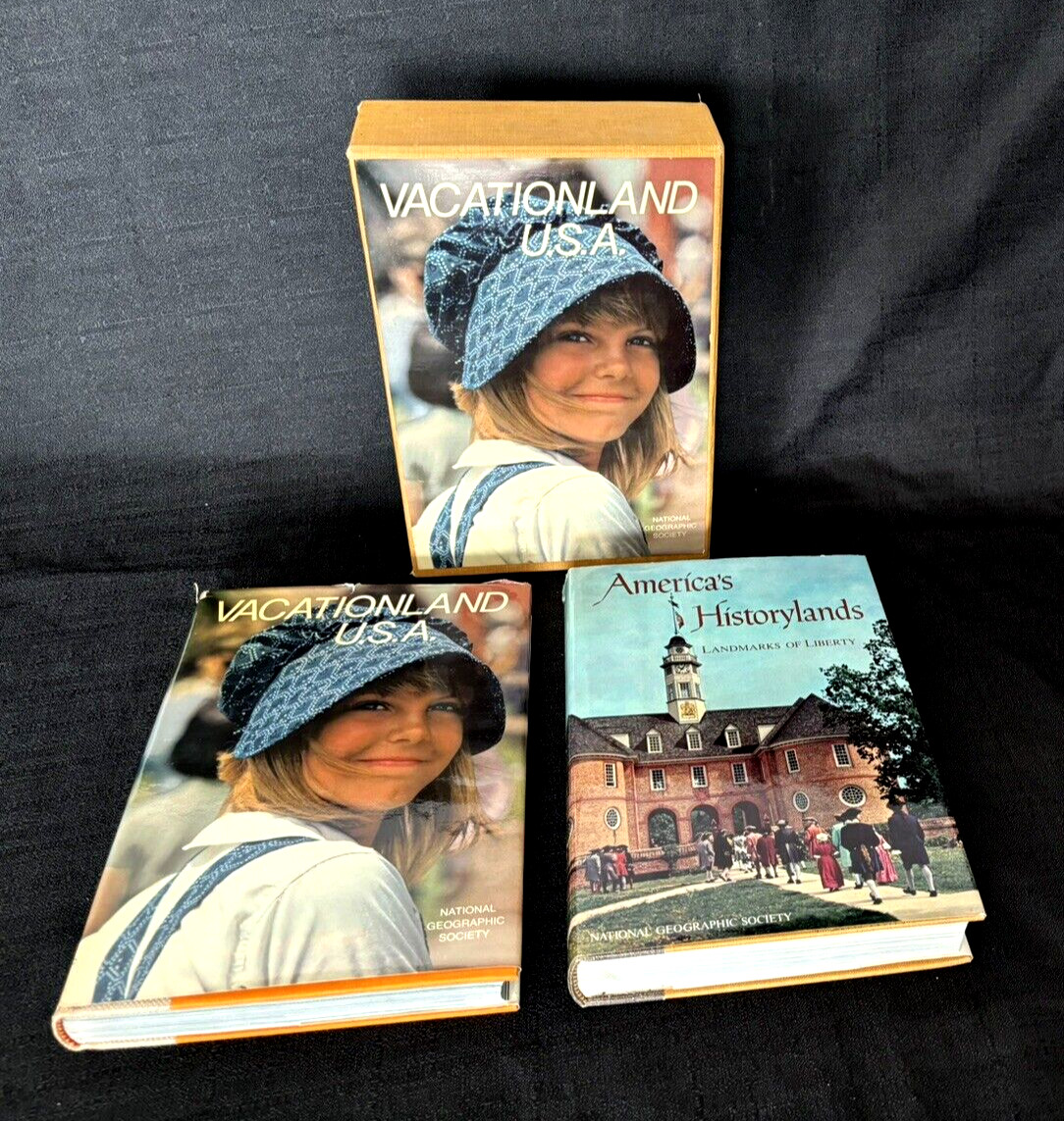 VTG 1967 National Geographic 2 Book Set (America\'s Vacationlands & Historylands)