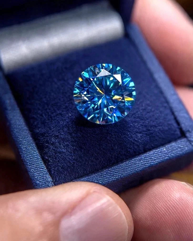 5.00 Ct Lab Grown Moss Diamond Round Cut VVS1 Blue Color Loose Diamond Certified