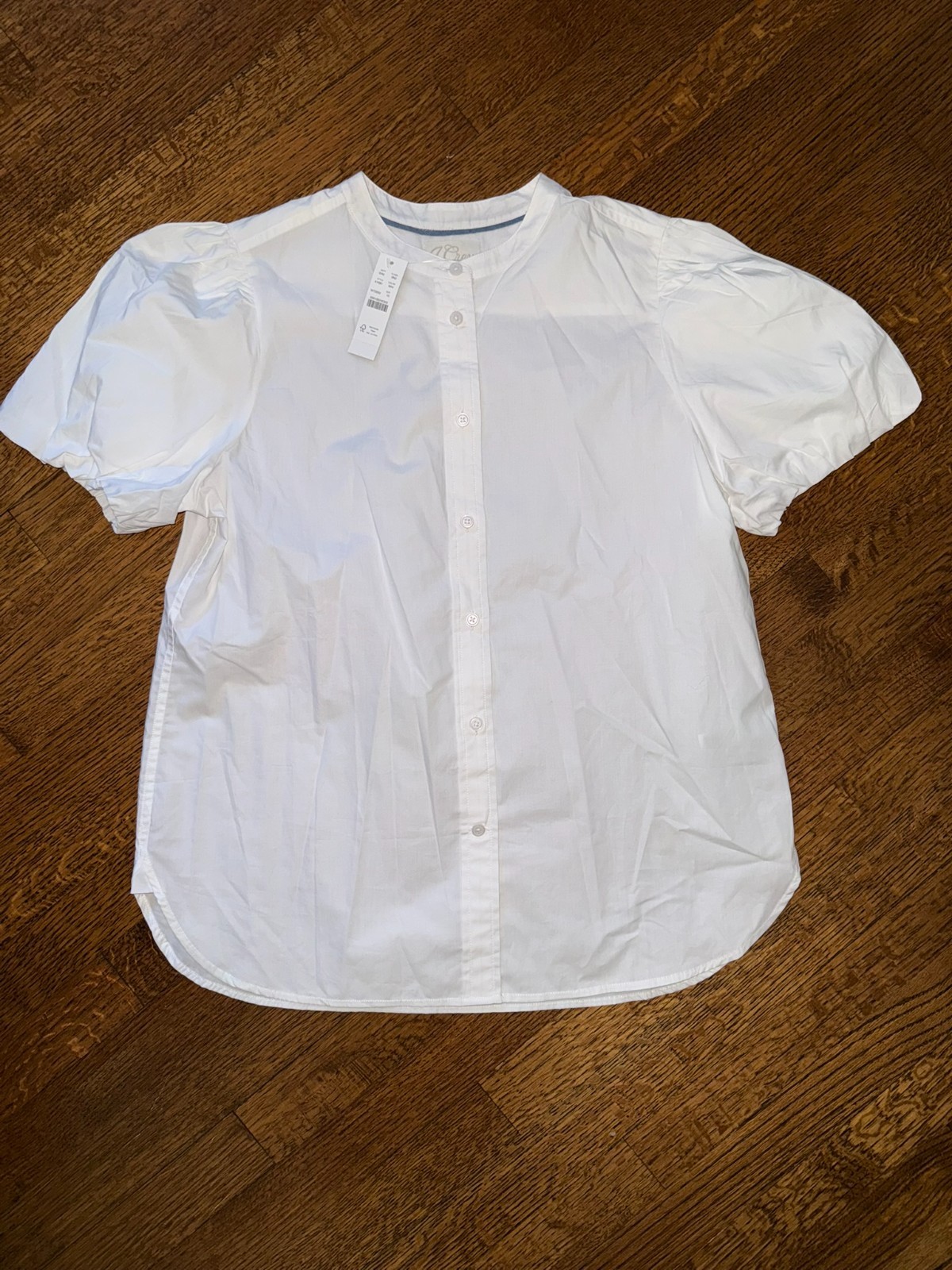 NWT J.Crew Classic-Fit Short Puff-Sleeve Shirt - White - Size 10