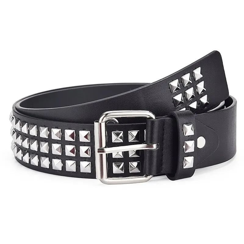 Studded Punk Rock Rivet Belt for Men & Women Pyramid Metal Design with Silver US