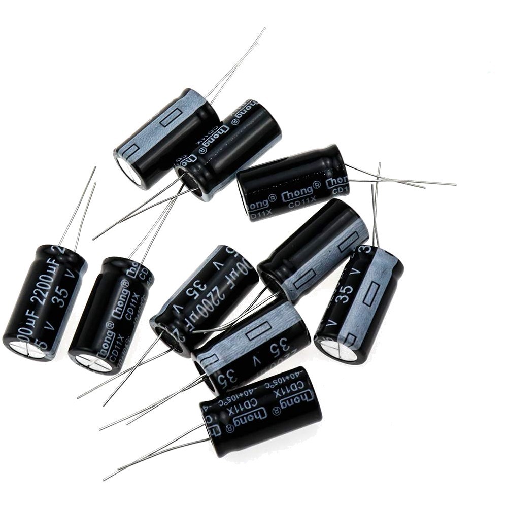 High-Performance 2200uF 35V Aluminum Capacitors - 10 Pack for Electronics Repair