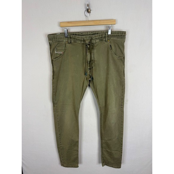 Diesel Krooley-NE JoggJeans Mens 36X32 Olive Green Denim Sweatpants Hybrid
