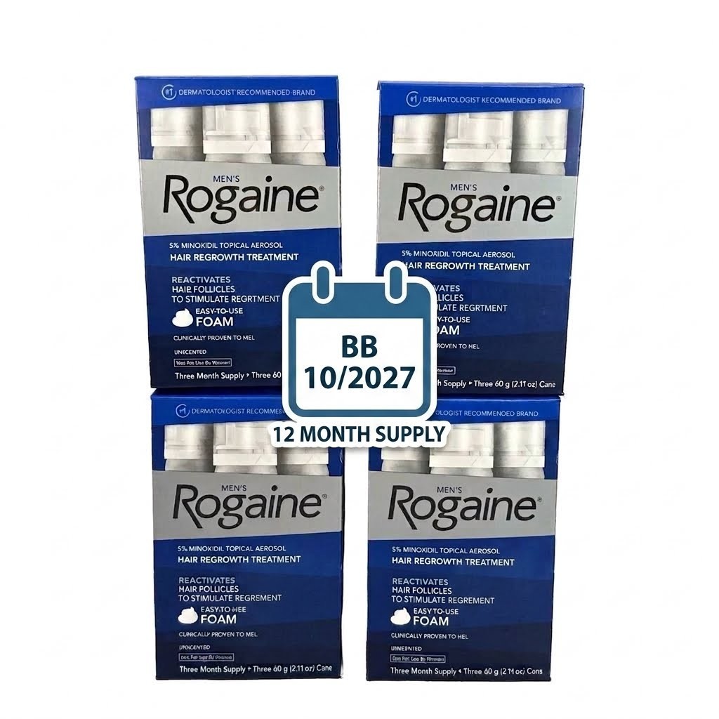 12x2.11 Rogaine Men’s 5% Minoxidil Foam Hair Treatment, 12 Cans, Exp 10/2027 12x2.11 Rogaine Men’s 5% Minoxidil Foam Hair Treatment, 12 Cans, Exp 10/2027