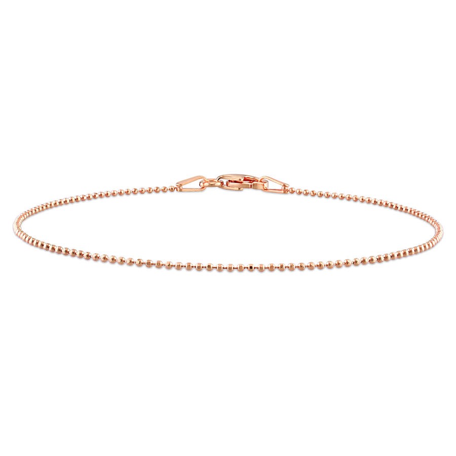 AMOUR 1mm Ball Chain Bracelet In Rose Plated Sterling Silver, 7.5 In