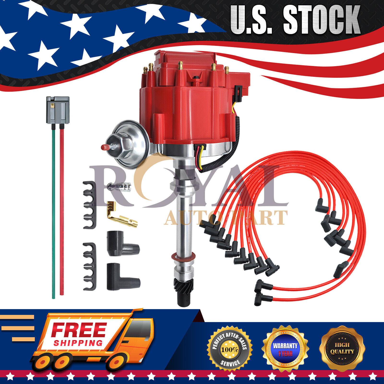 GM08 HEI Distributor &Wire &Pigtail for Chevy 350 454 SBC BBC w/65K Volt 9000RPM GM08 HEI Distributor &Wire &Pigtail for Chevy 350 454 SBC BBC w/65K Volt 9000RPM