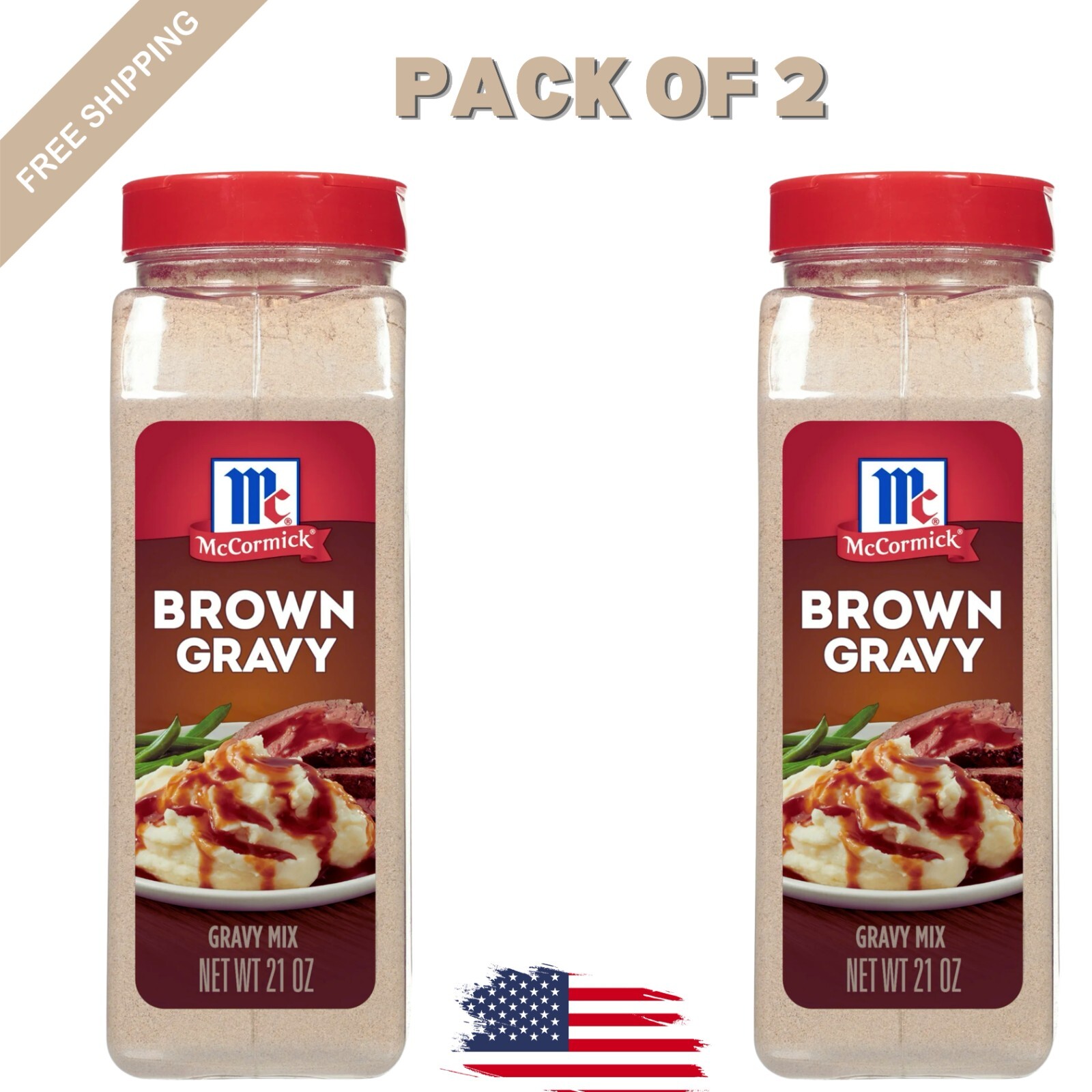 2 PACK - McCormick Brown Gravy Mix (21 oz.) Total 42 oz. 