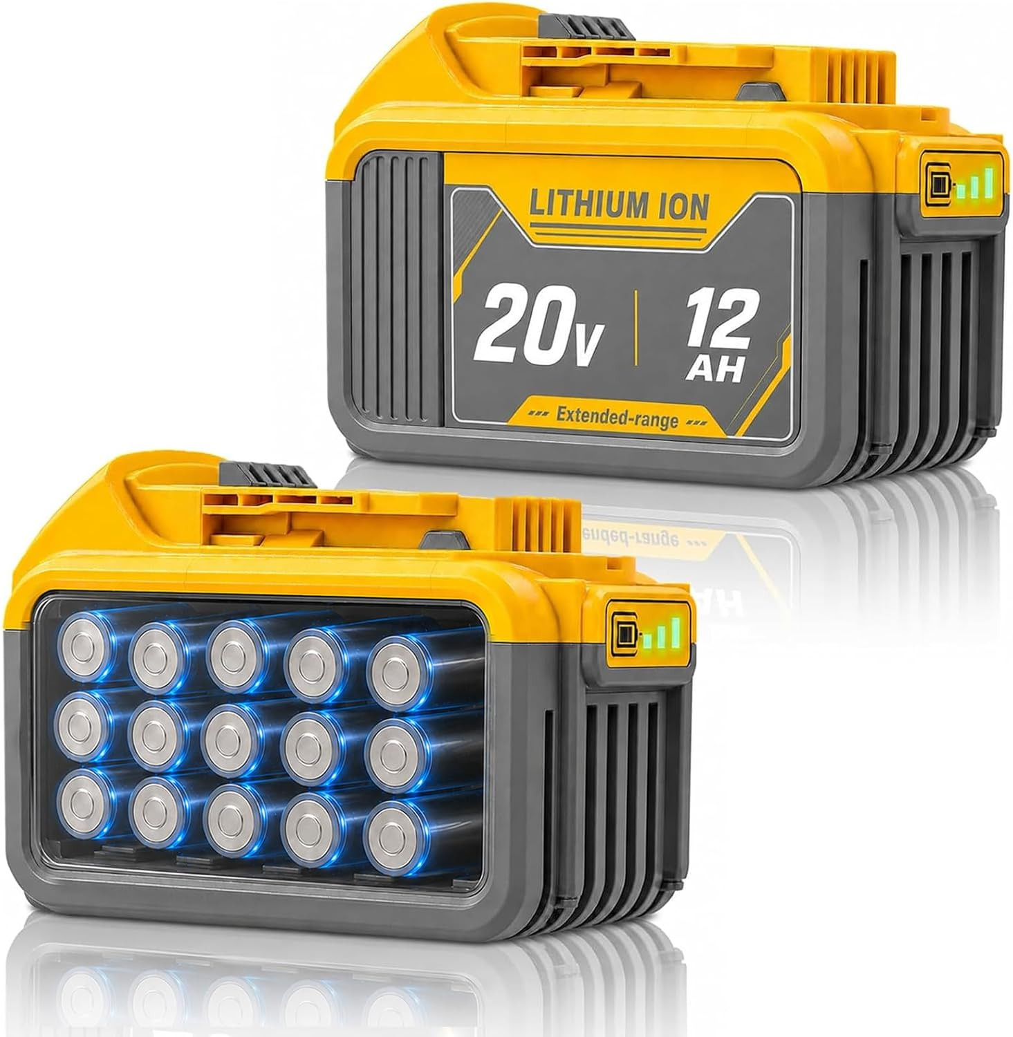 SANIU 12Ah 20V 2Pack Li-Ion for DeWalt Tools Battery DCB209 205 206 Compatible