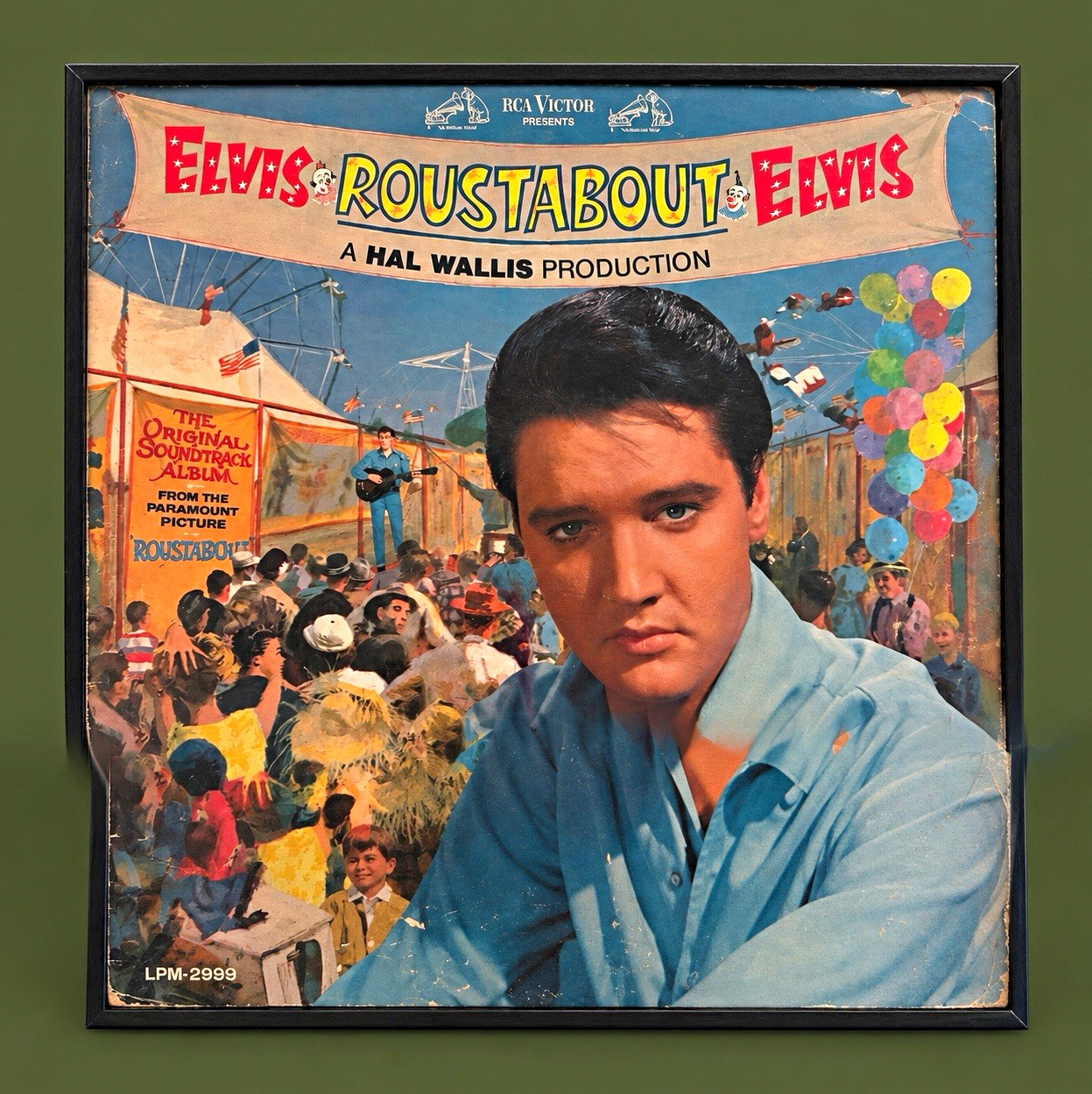 Framed Elvis Presley Roustabout Original Cover NO RECORD