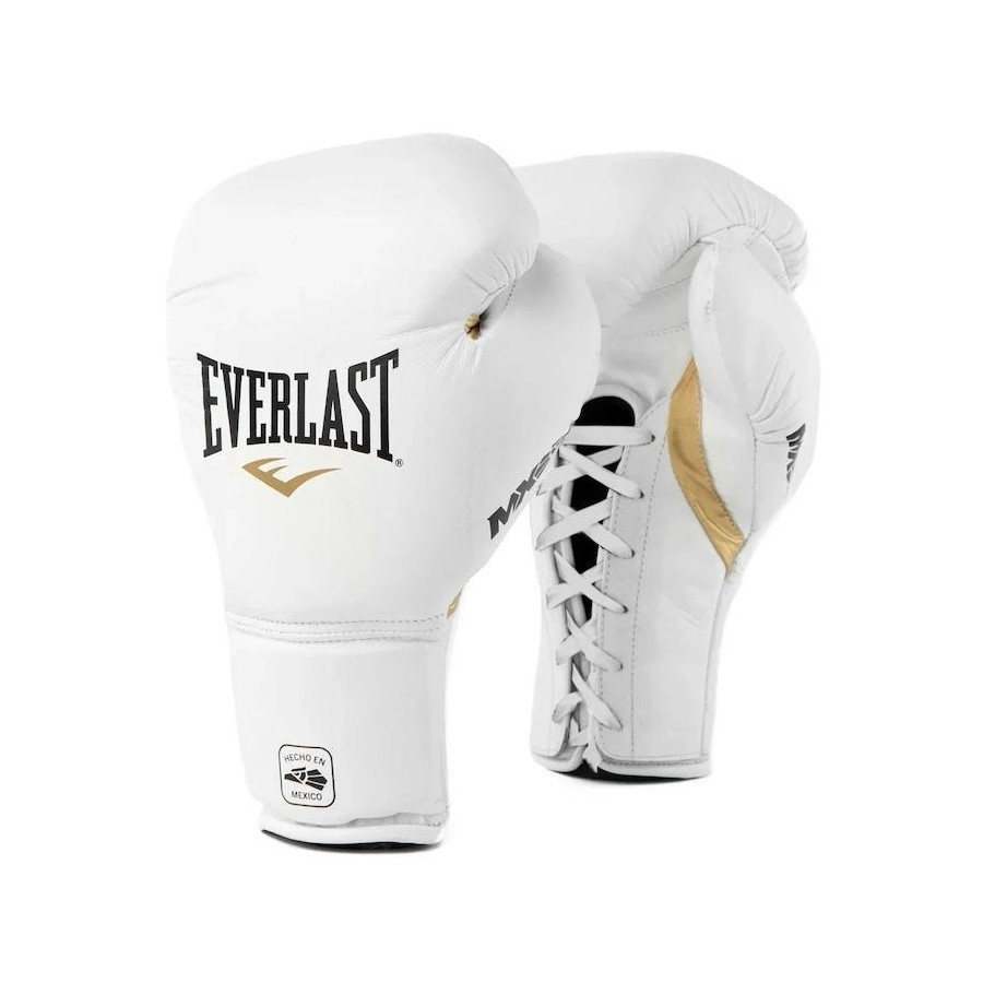 Everlast Mx2 Pro Training Boxing Gloves Lace Up - White/Gold - Size 14oz Everlast Mx2 Pro Training Boxing Gloves Lace Up - White/Gold - Size 14oz