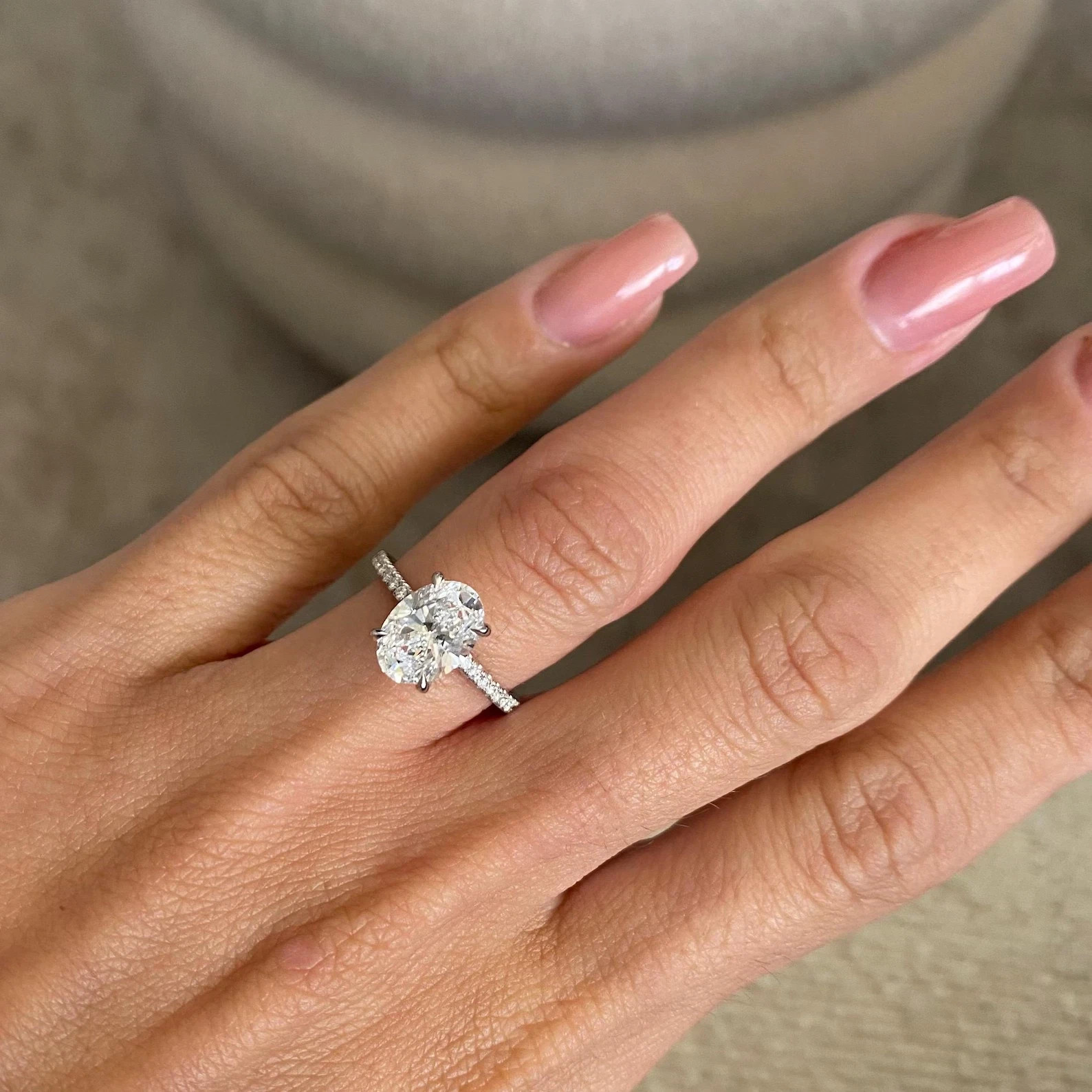 Expensive 3.20 Ct Oval Cut Lab-Grown Diamond Engagement Real Ring 14k White Gold