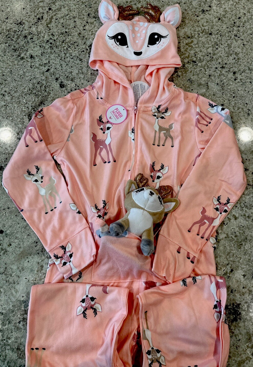 NWT Justice Girls One Piece Reindeer Deer Pajamas Union Suit CHRISTMAS PINK Sz 7 NWT Justice Girls One Piece Reindeer Deer Pajamas Union Suit CHRISTMAS PINK Sz 7