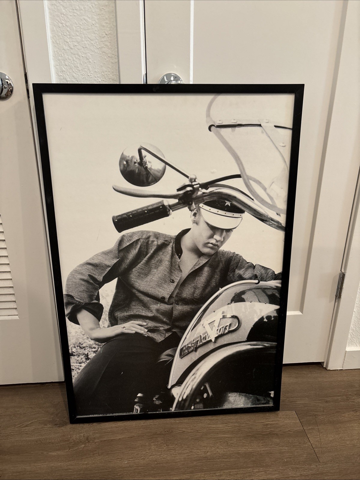 Framed Elvis Presley On His 1956 Harley Poster 25” x 37” With tube 3D