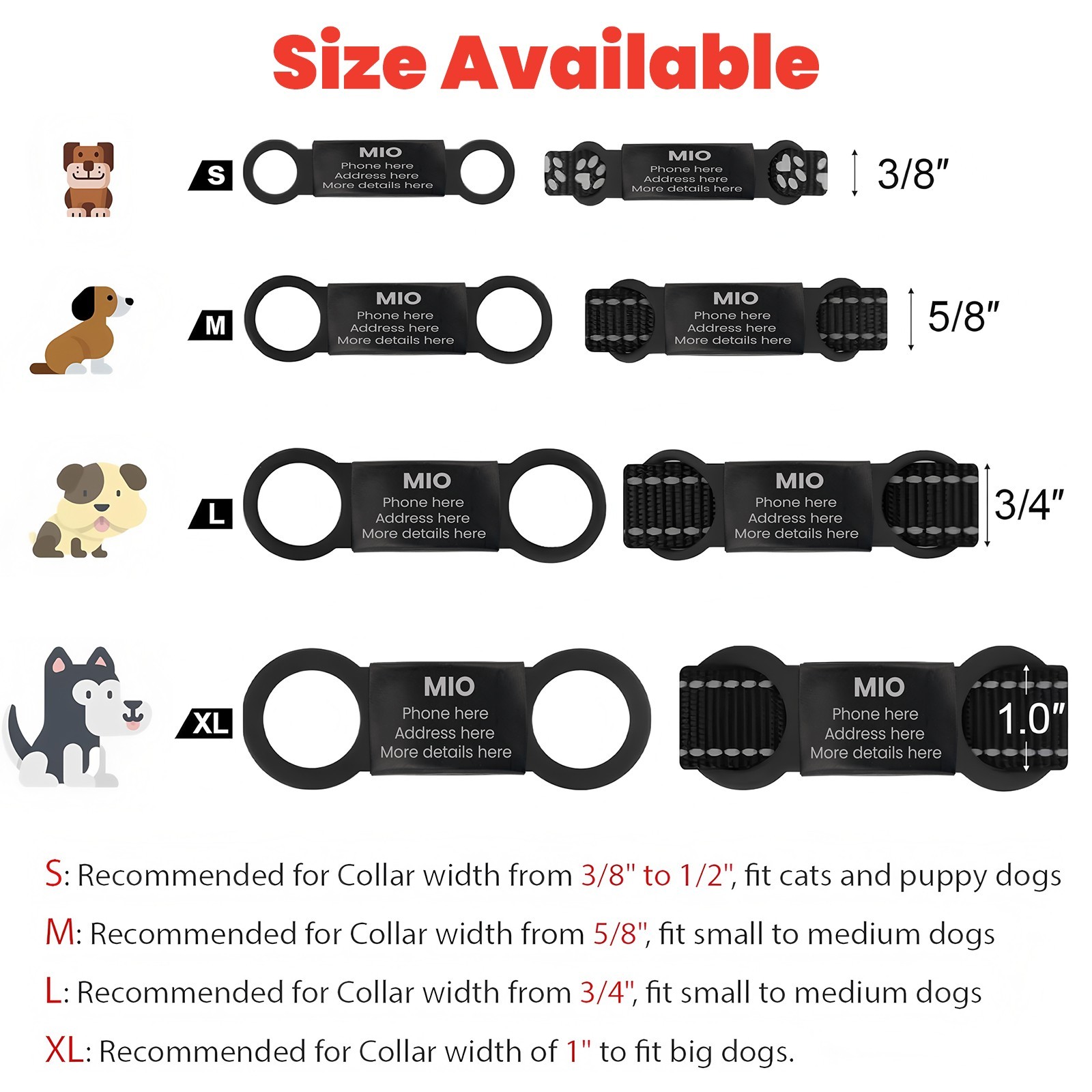 Pet Tag Personalized Slide-On Collar Pet ID Tag, Dog Cat Tag with Name Dog Tag