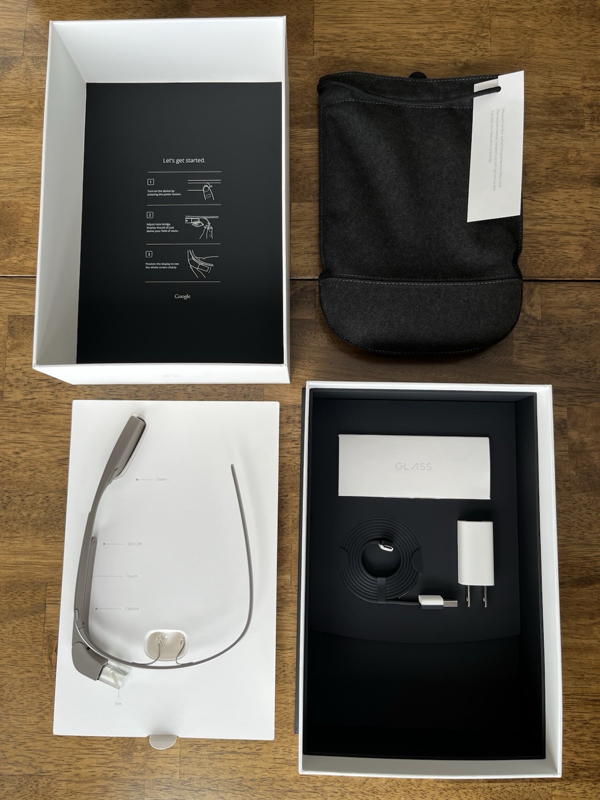 NEW UNOPENED Google Glass Explorer Edition XE-C Full Kit Shale, Fast Ship.