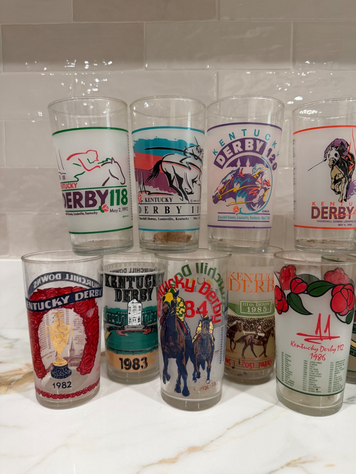 Vintage Kentucky Derby Churchill Downs Glass Collection. 1982-2003